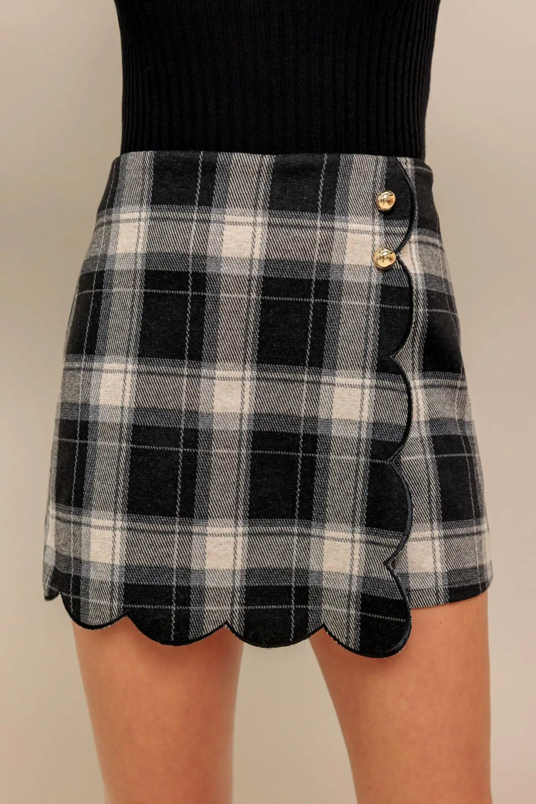FRENCH BELL WOVEN PLAID SKORT
