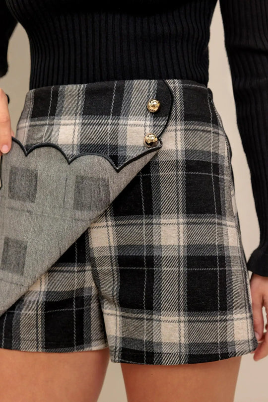 FRENCH BELL WOVEN PLAID SKORT