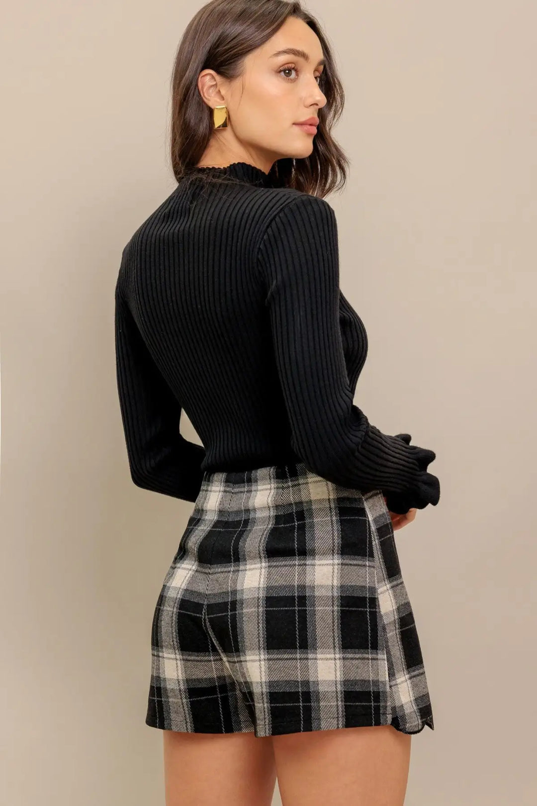 FRENCH BELL WOVEN PLAID SKORT