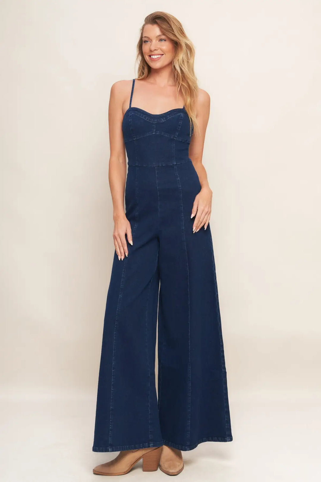 TRENDSETTING MEDIUM INDIGO DENIM JUMPSUIT - JUMPSUIT