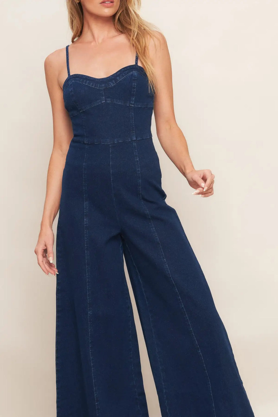 TRENDSETTING MEDIUM INDIGO DENIM JUMPSUIT - JUMPSUIT