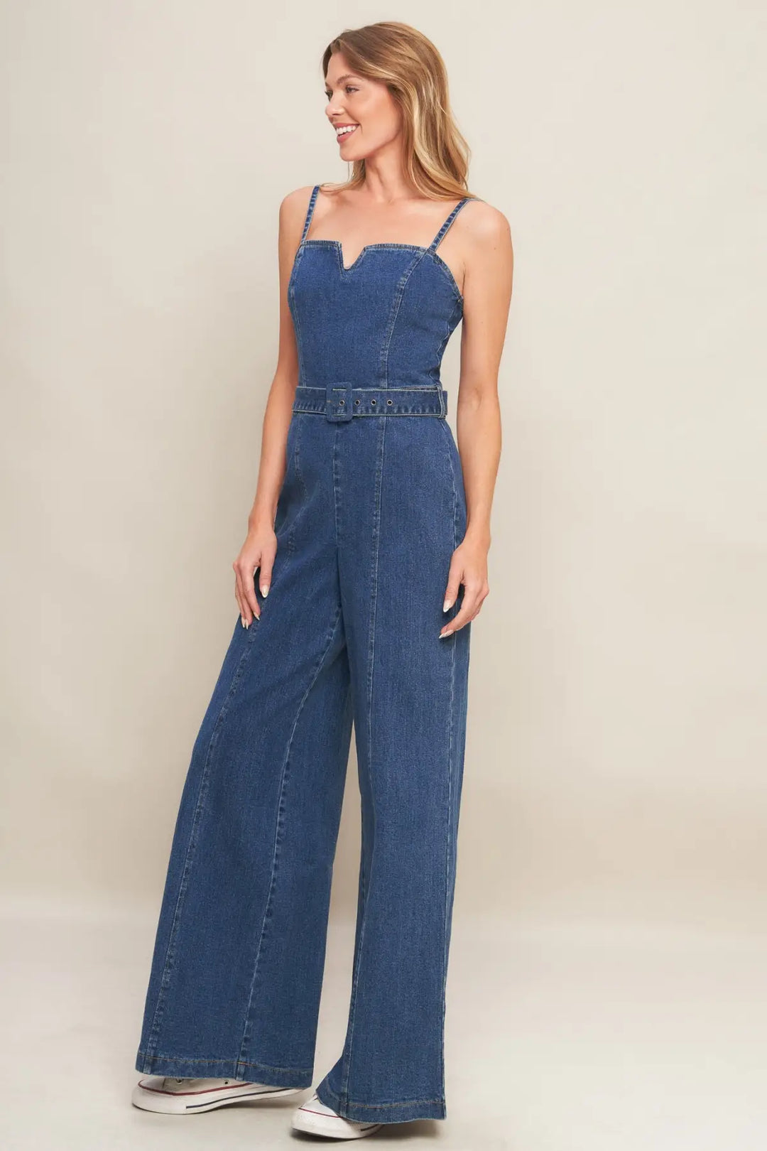 EXPERT SWEETNESS MEDIUM INDIGO DENIM JUMPSUIT - JUMPSUIT