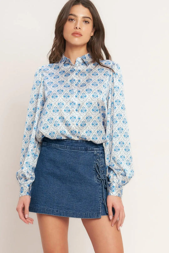 CITY LACE-UP DENIM SKORT - SHORTS