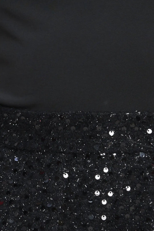 TWINKLE CHIC BLACK TOP AND SEQUIN SHORT ROMPER - ROMPER