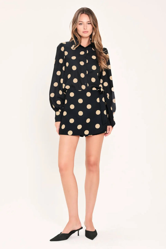 MODERN MUSE PRINTED WRAP-FRONT SIDE-TIE SKORT