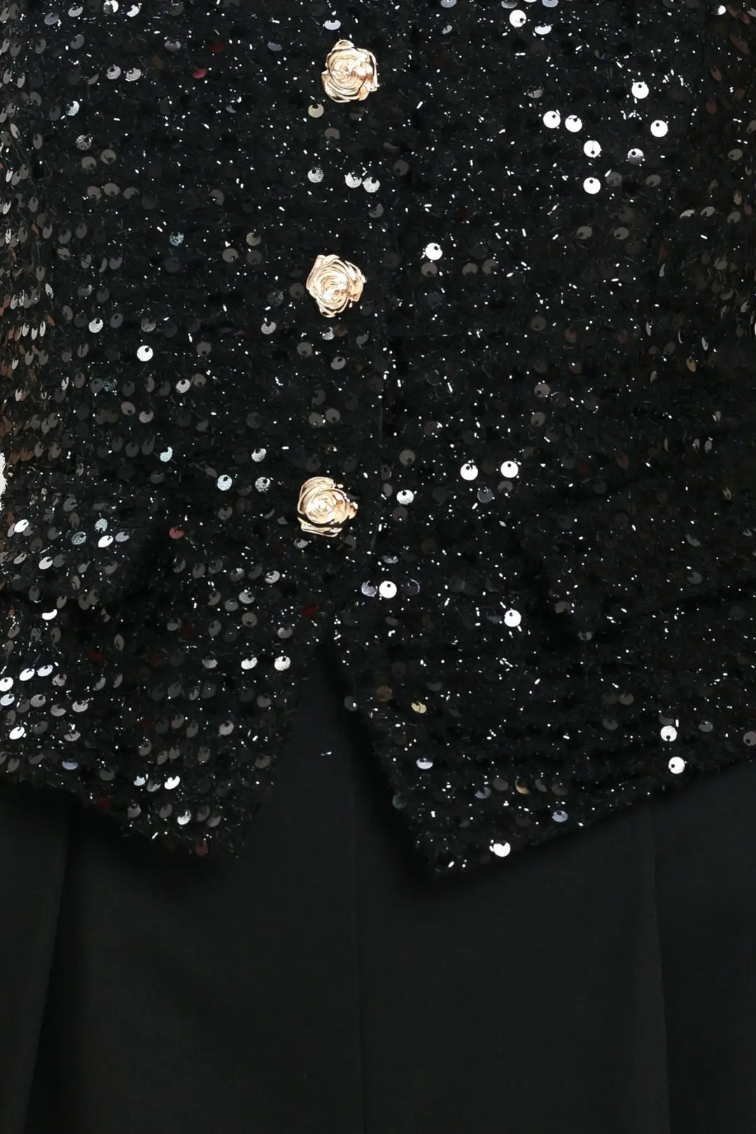NIGHTFALL GLAM BLACK SEQUIN WIDE-LEG JUMPSUIT