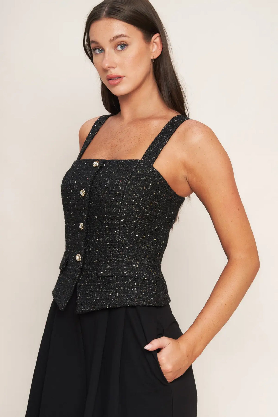 MIDNIGHT PARISIENNE WOVEN JUMPSUIT - JUMPSUIT