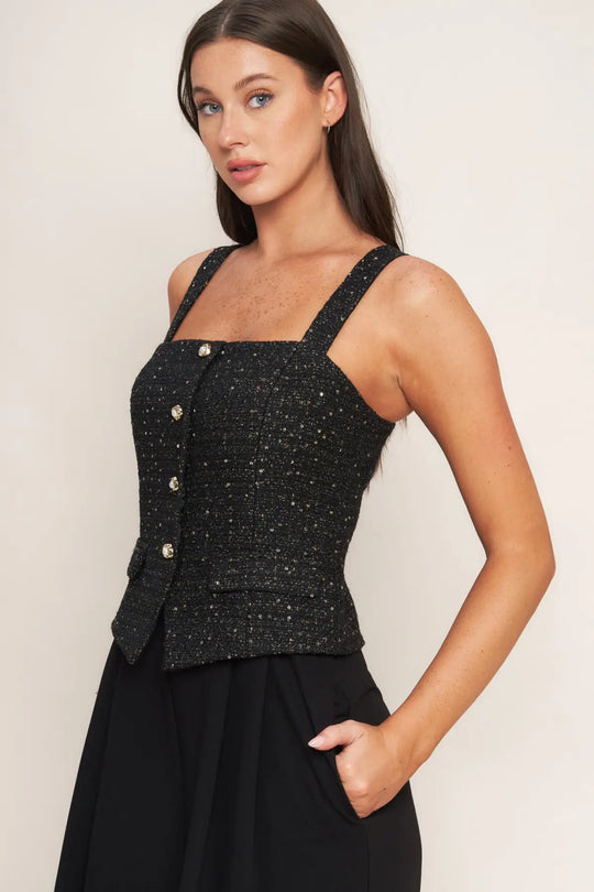 MIDNIGHT PARISIENNE WOVEN JUMPSUIT - JUMPSUIT