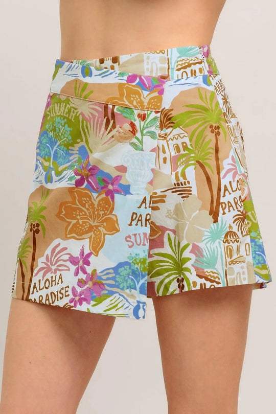 SUNSHINE GETAWAY WOVEN SKORT - SHORTS