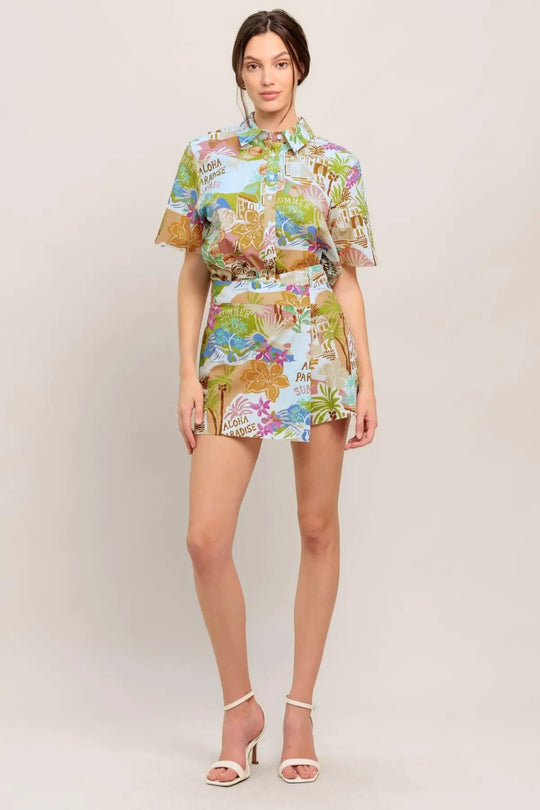SUNSHINE GETAWAY WOVEN SKORT - SHORTS
