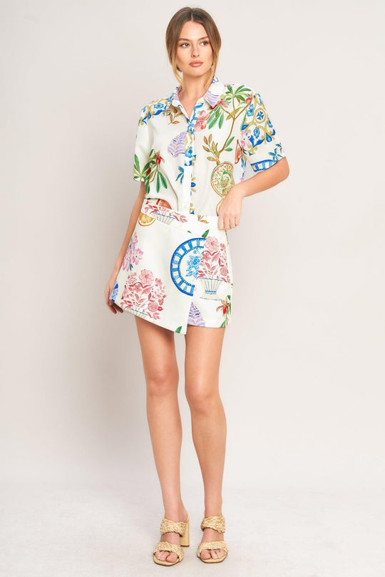 SUMMER PORCELAIN WOVEN SKORT