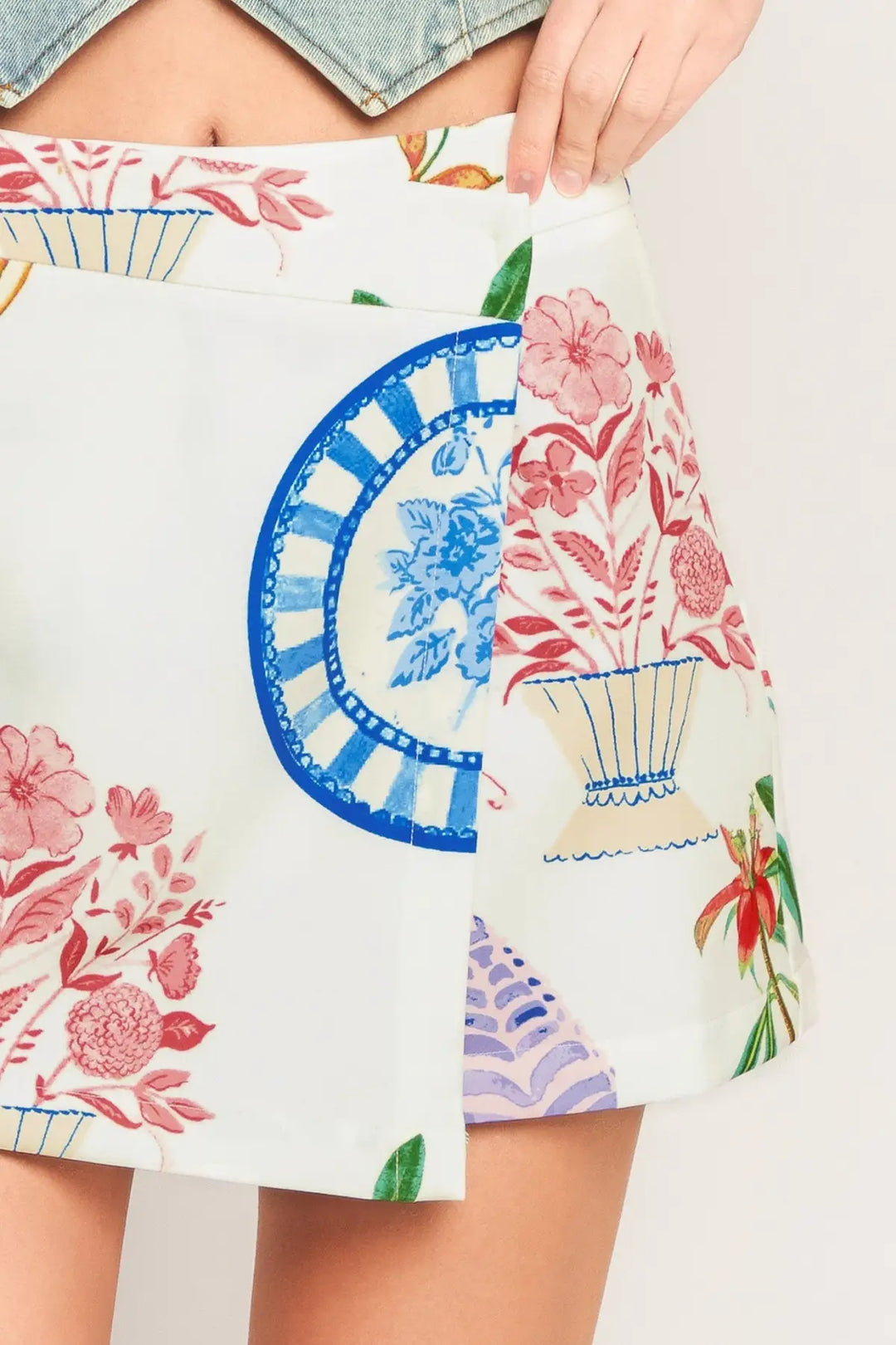 SUMMER PORCELAIN WOVEN SKORT - SHORTS