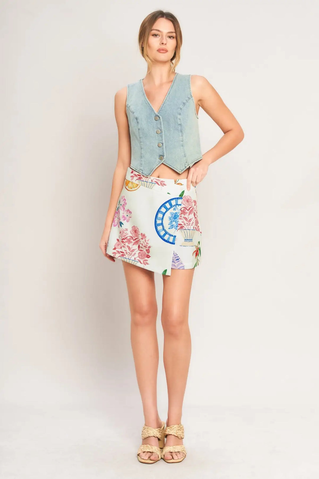 SUMMER PORCELAIN WOVEN SKORT - SHORTS
