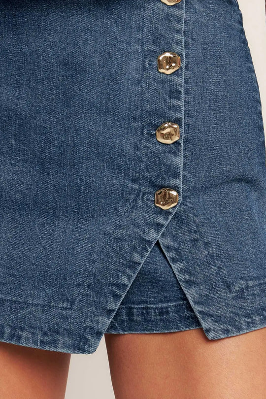 NO SECOND THOUGHT DENIM SKIRT - SHORTS