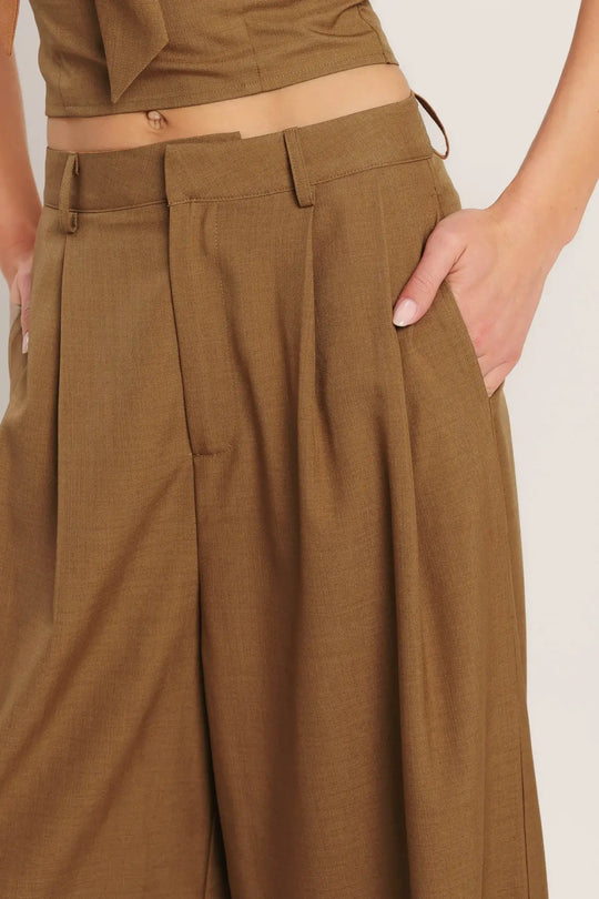 UMBER FLOW WOVEN WIDE LEG PANTS - PANTS