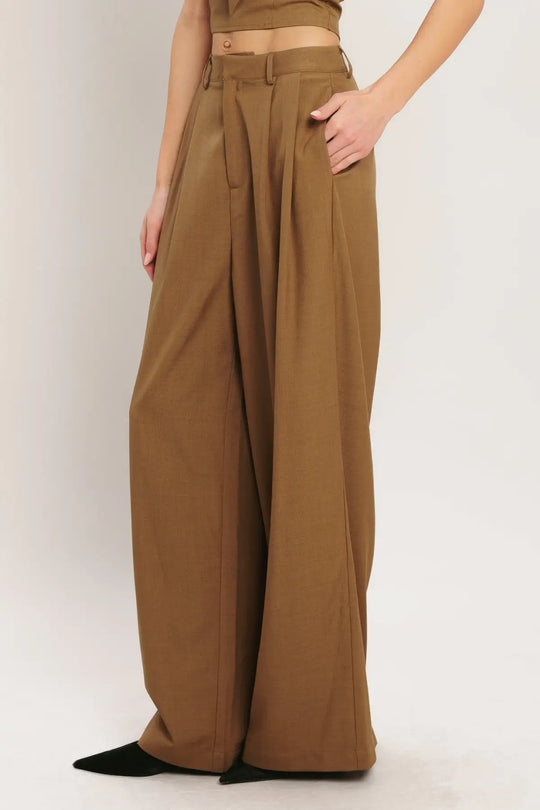 UMBER FLOW WOVEN WIDE LEG PANTS - PANTS