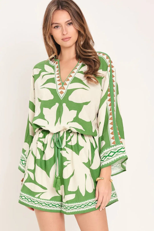 VACATION MODE WOVEN ROMPER - ROMPER