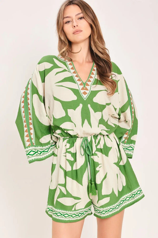 VACATION MODE WOVEN ROMPER - ROMPER