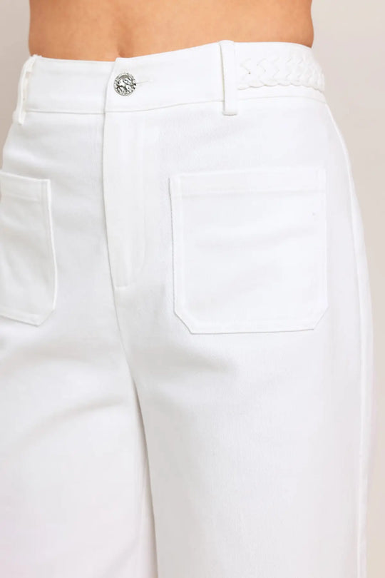 WHITE EASE WOVEN WIDE PANTS - PANTS