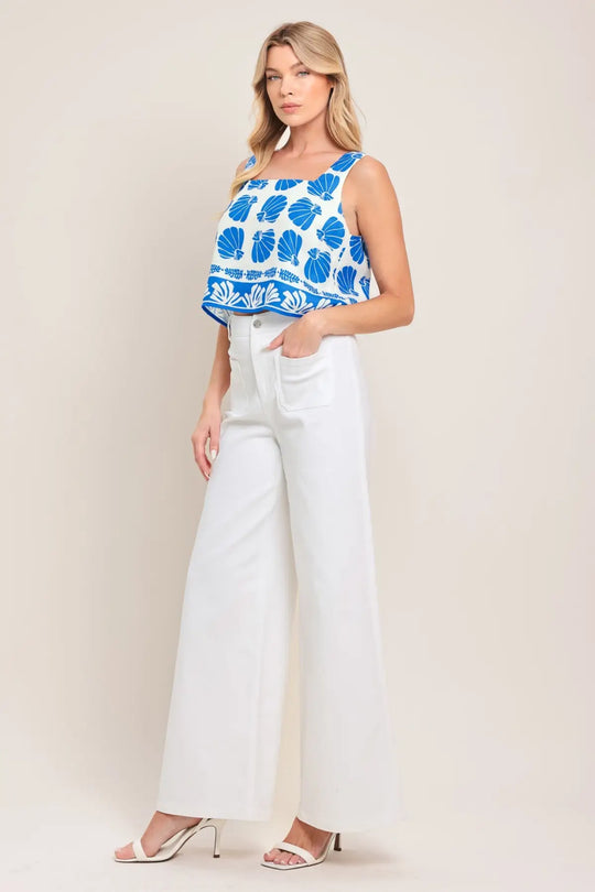 WHITE EASE WOVEN WIDE PANTS - PANTS