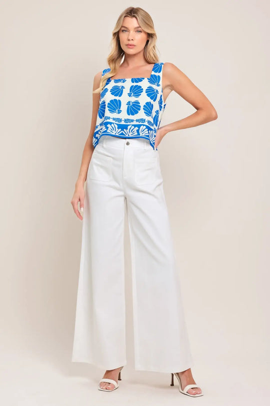 WHITE EASE WOVEN WIDE PANTS - PANTS