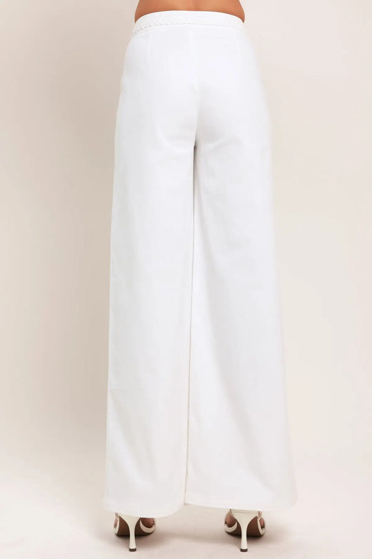 WHITE EASE WOVEN WIDE PANTS - PANTS
