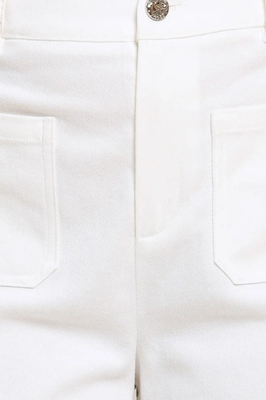 WHITE EASE WOVEN WIDE PANTS - PANTS