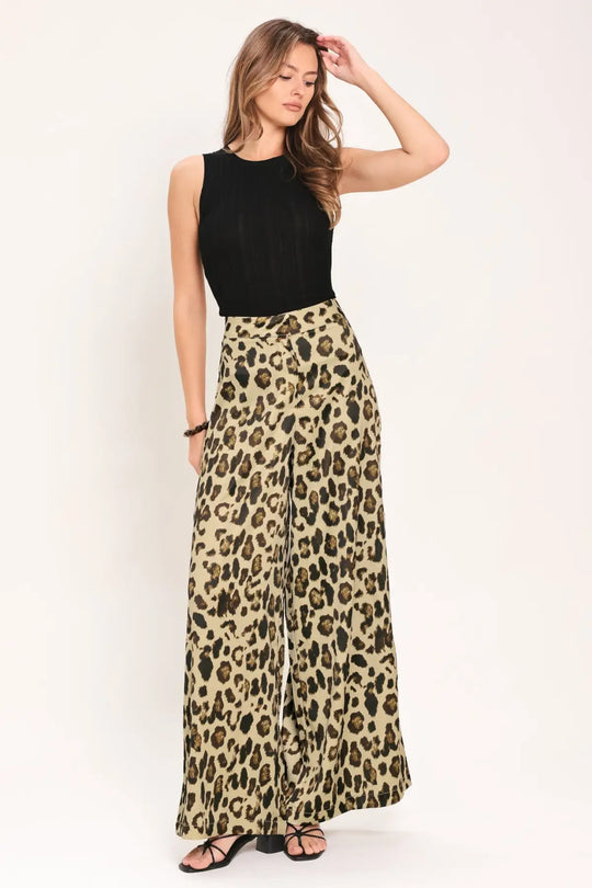JUNGLE GLAM WOVEN WIDE LEG PANTS - PANTS