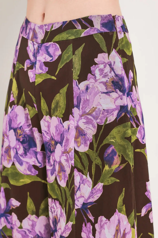 VINTAGE MERLOT WINE/PURPLE PRINTED WIDE-LEG PANTS