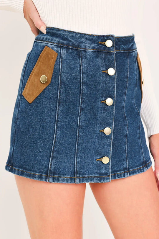 WESTERN POCKET DENIM SKORT