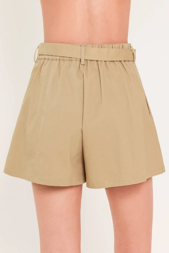 BEIGE MORNING FLUTTER WOVEN SHORTS - SHORTS