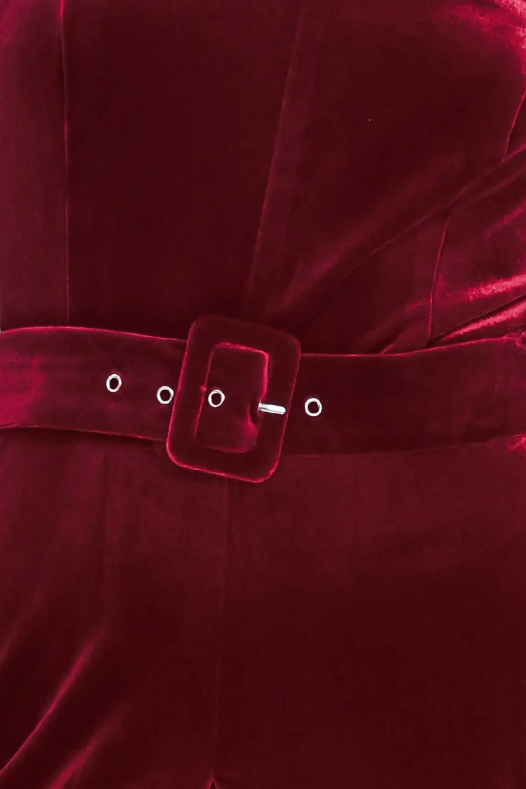 WINE AFTER DARK VELVET BELTED WIDE-LEG JUMPSUIT