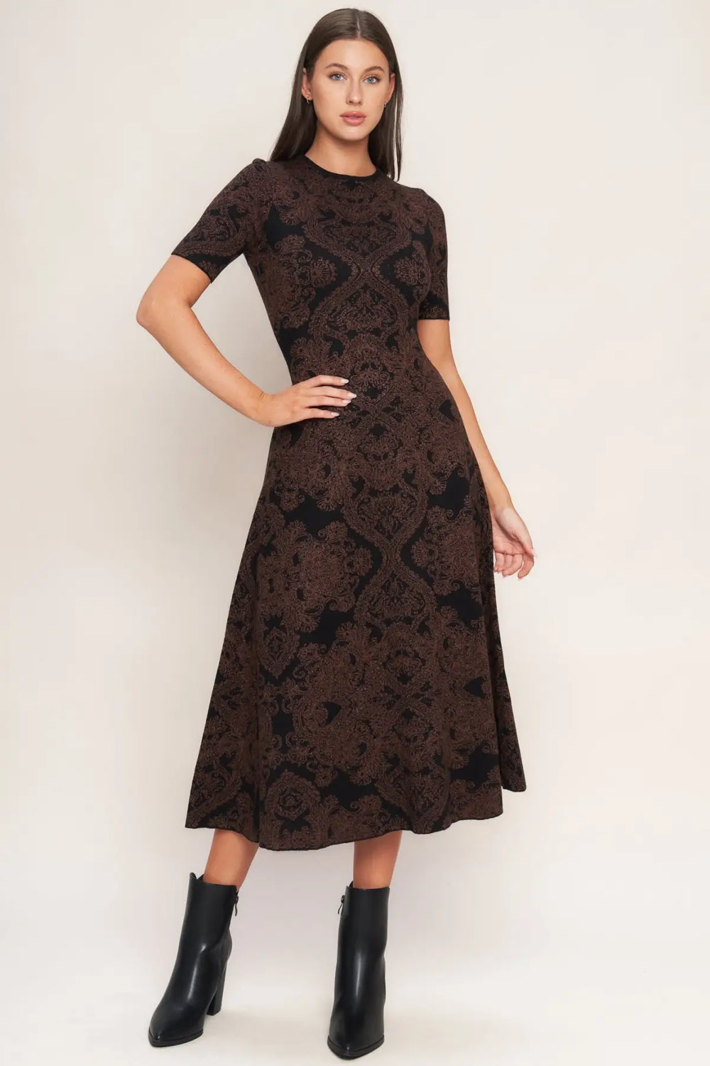 GOTHIC MUSE JACQUARD SWEATER MIDI DRESS - SWEATERS