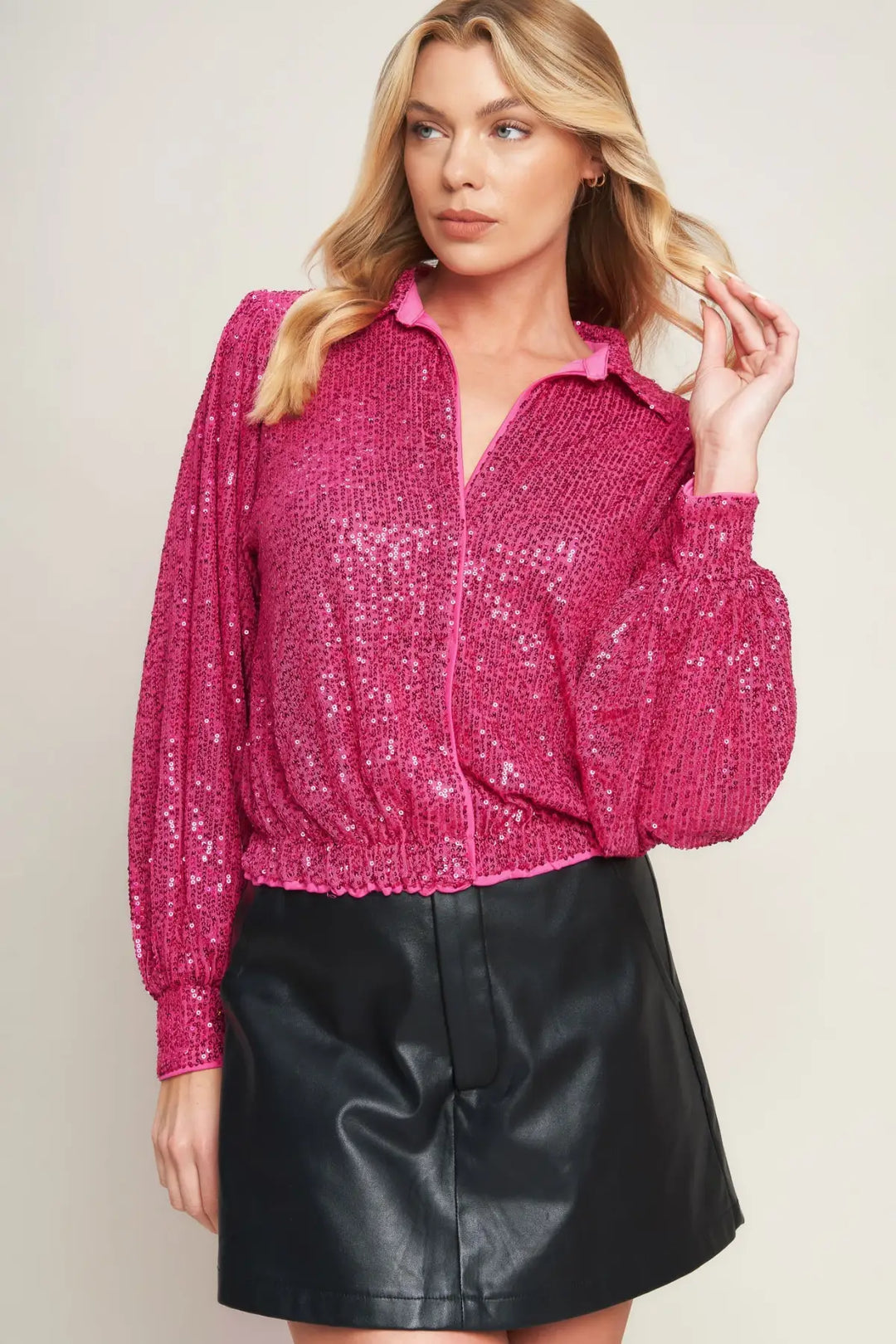 FREEDOM CALLS SEQUIN TOP - FUCHSIA / S - TOPS