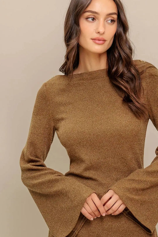 FLARE TOUCH SOLID TUNIC TOP - TOPS