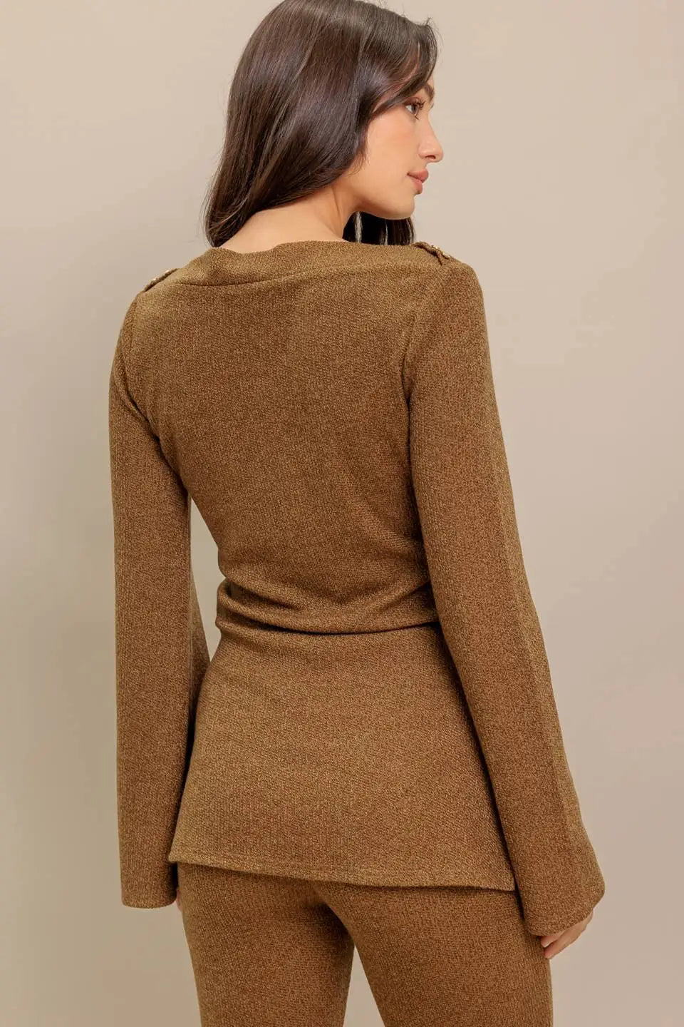 FLARE TOUCH SOLID TUNIC TOP - TOPS