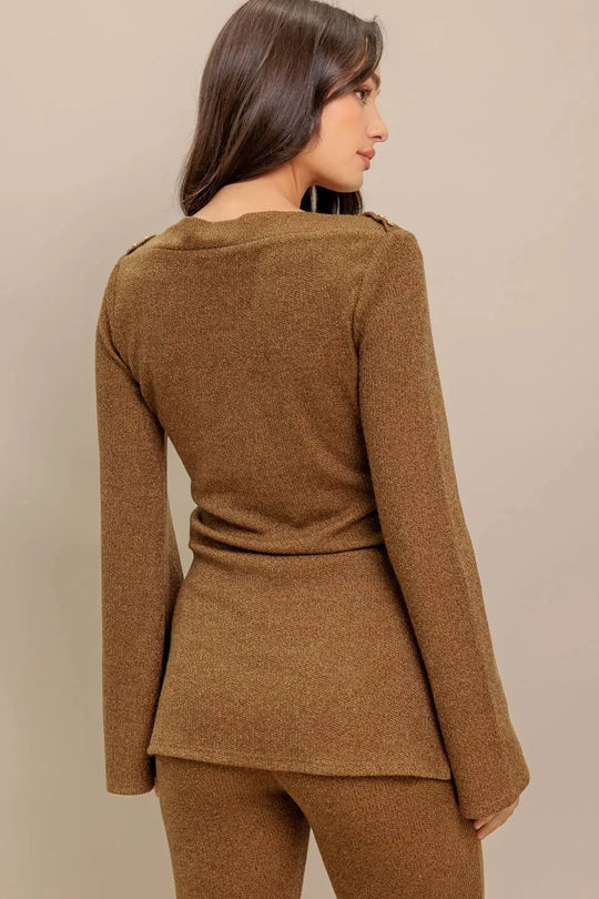 FLARE TOUCH SOLID TUNIC TOP - TOPS