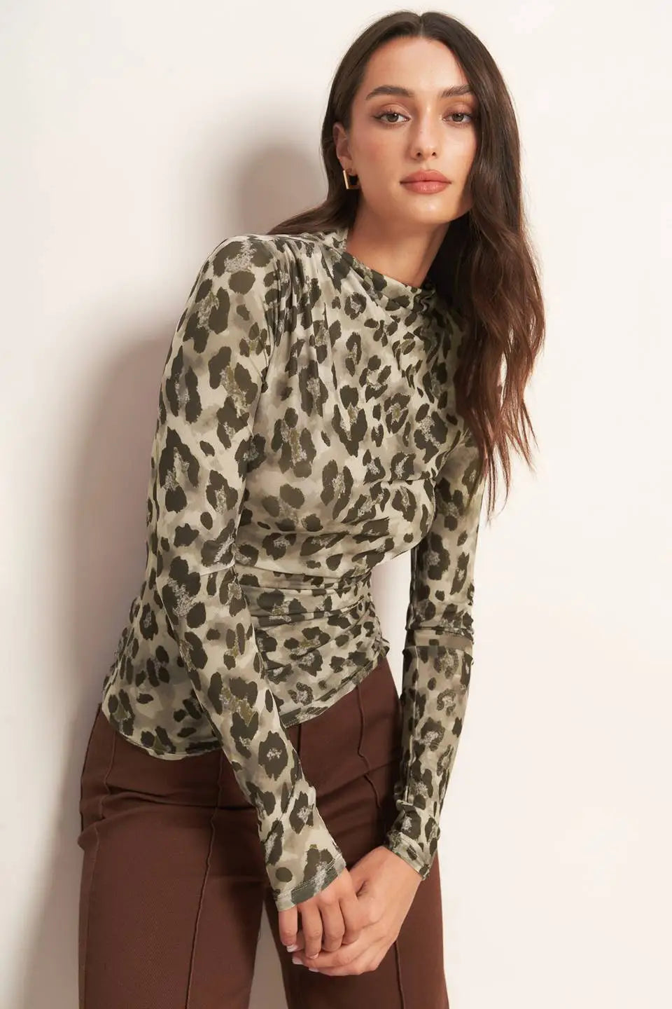 LUXE TRACE TAUPE BLACK WOVEN TOP - TOPS