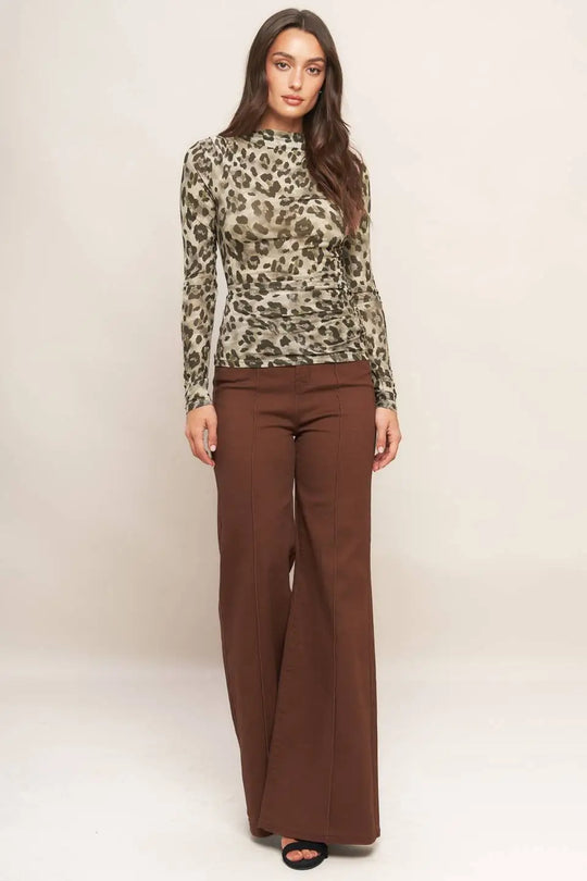 LUXE TRACE TAUPE BLACK WOVEN TOP - TOPS