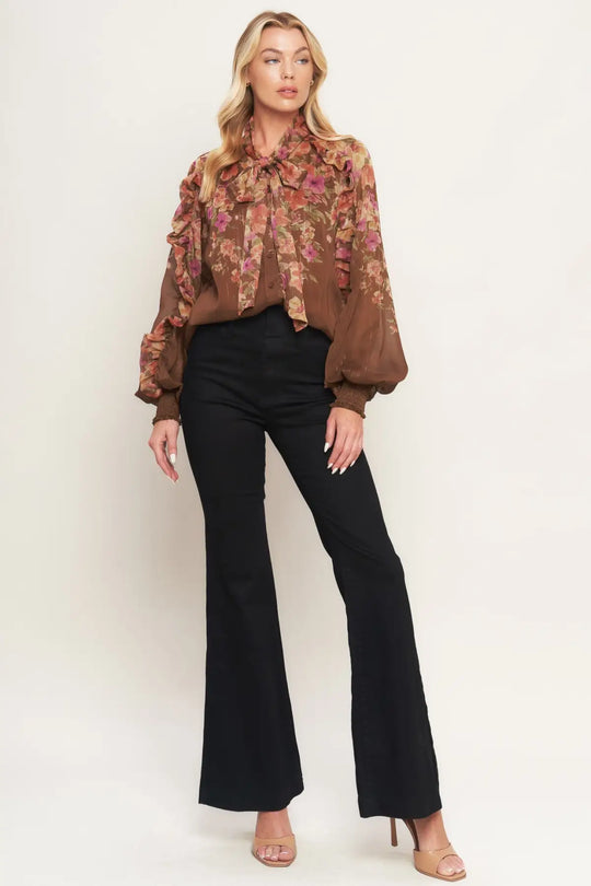 EARTHLY ROMANCE WOVEN TOP - TOPS