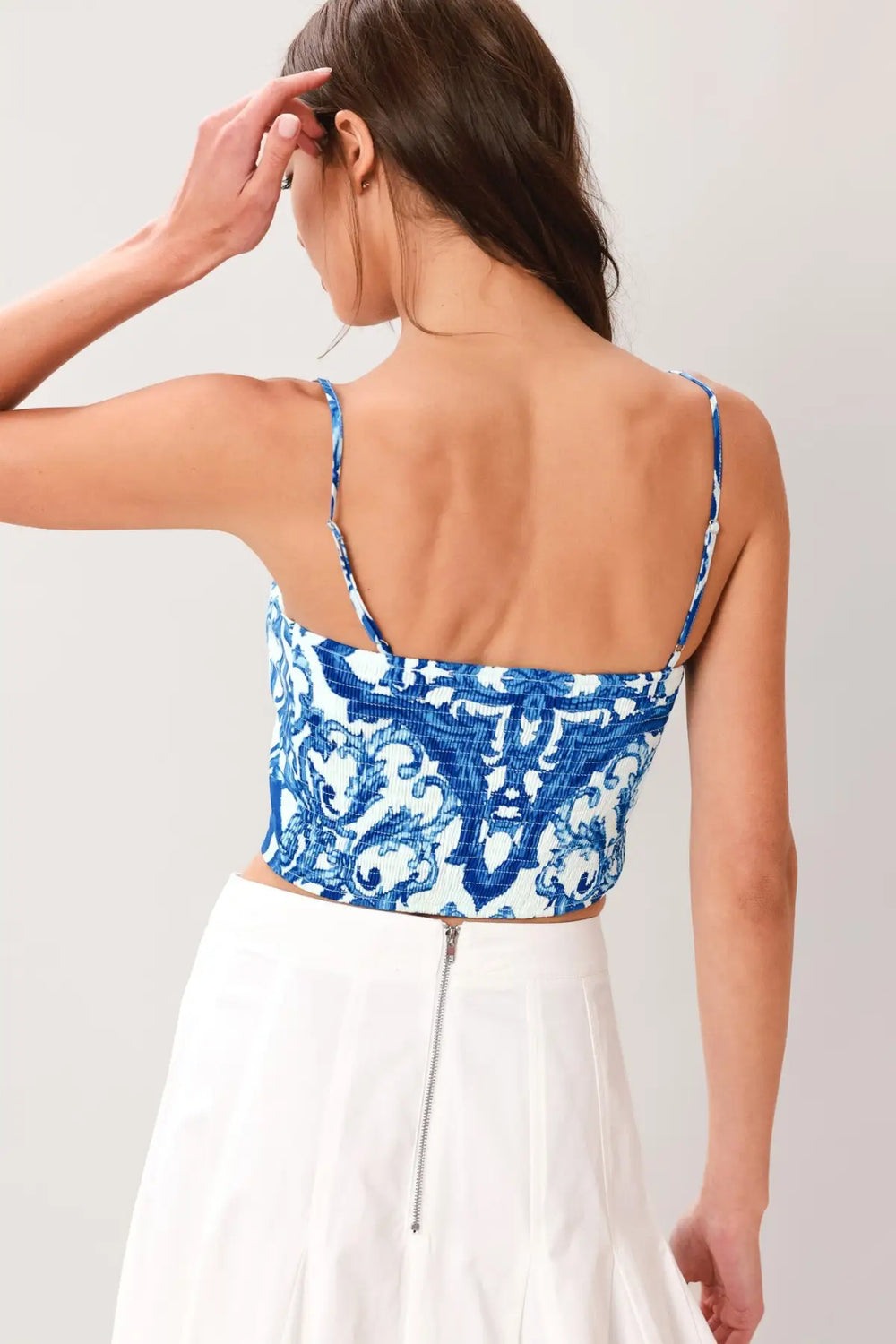 COASTAL MOSAIC WOVEN CROP TOP