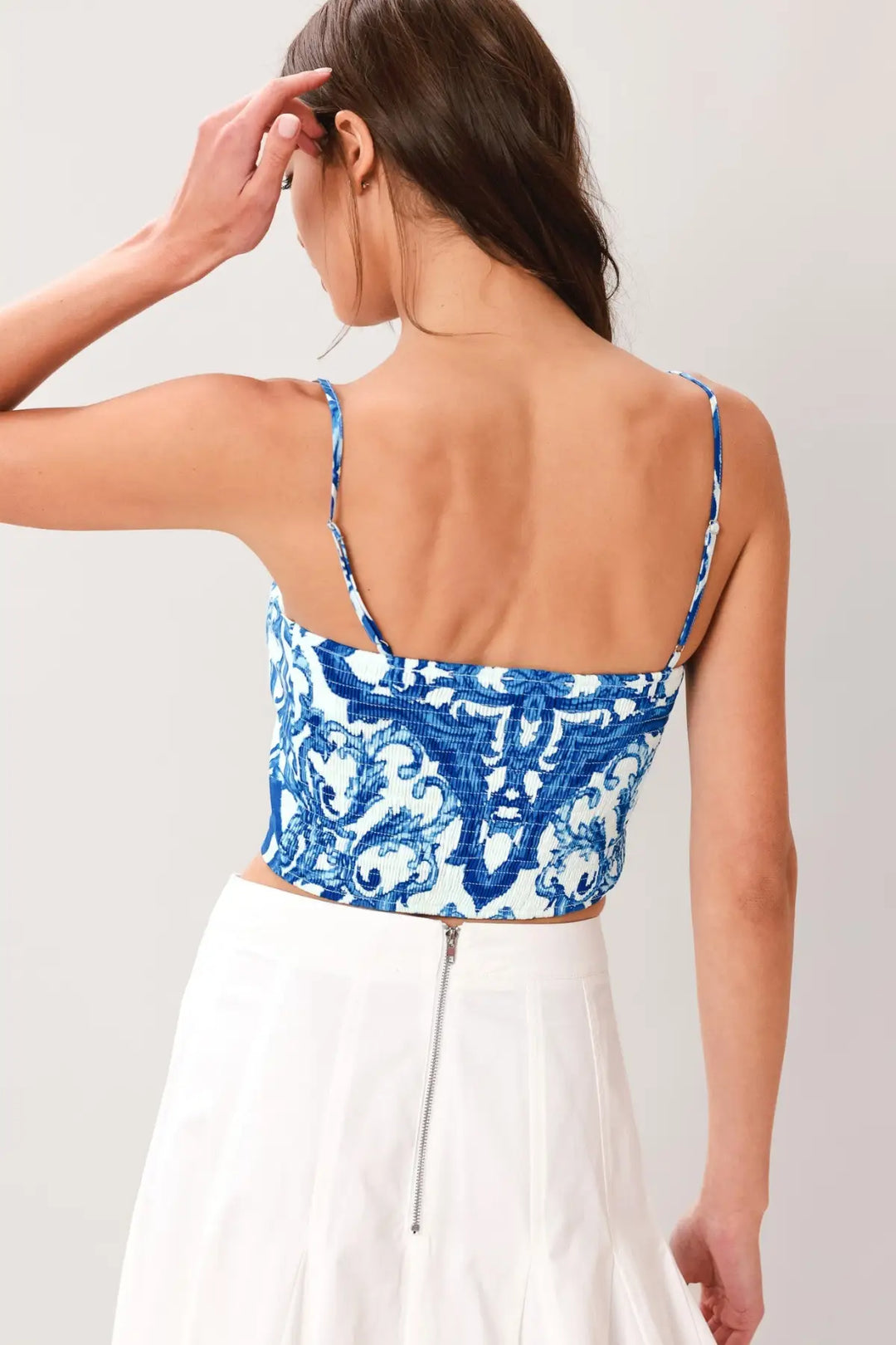 COASTAL MOSAIC WOVEN CROP TOP