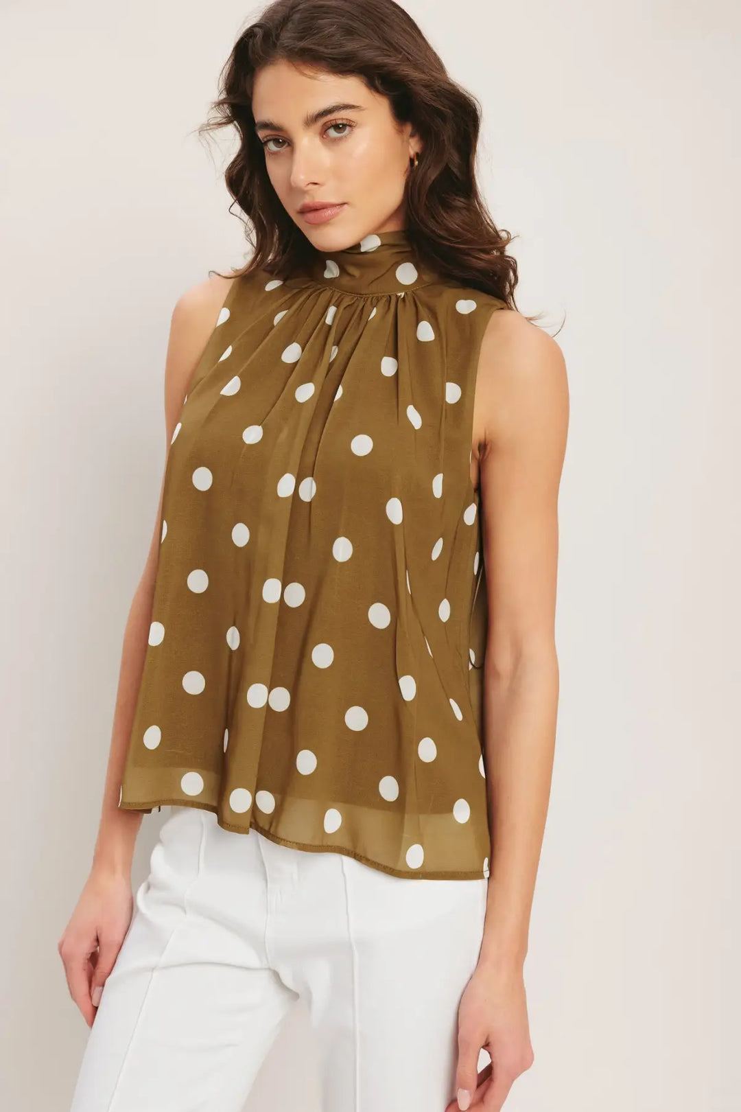 RETRO POP DOT WOVEN TOP - TOPS