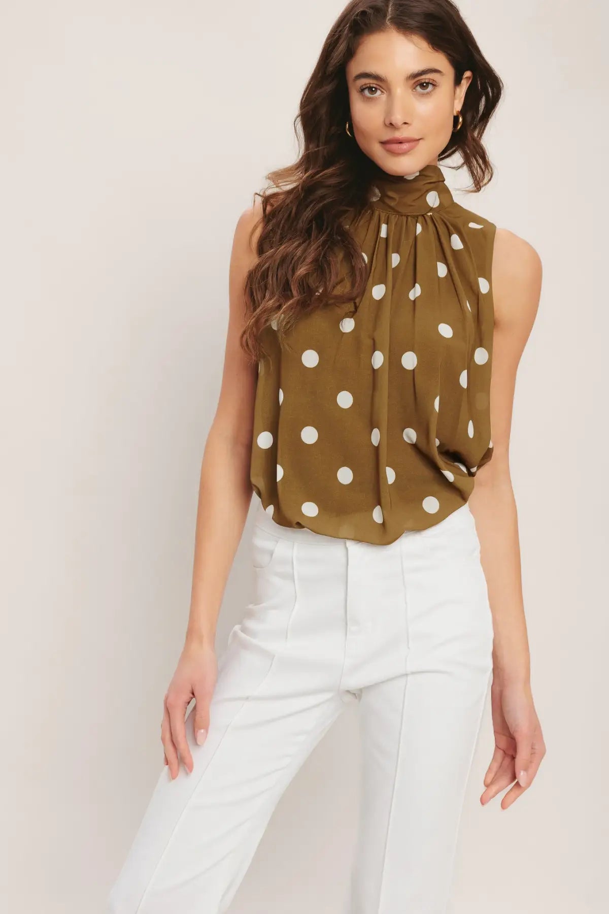 RETRO POP DOT WOVEN TOP - TOPS