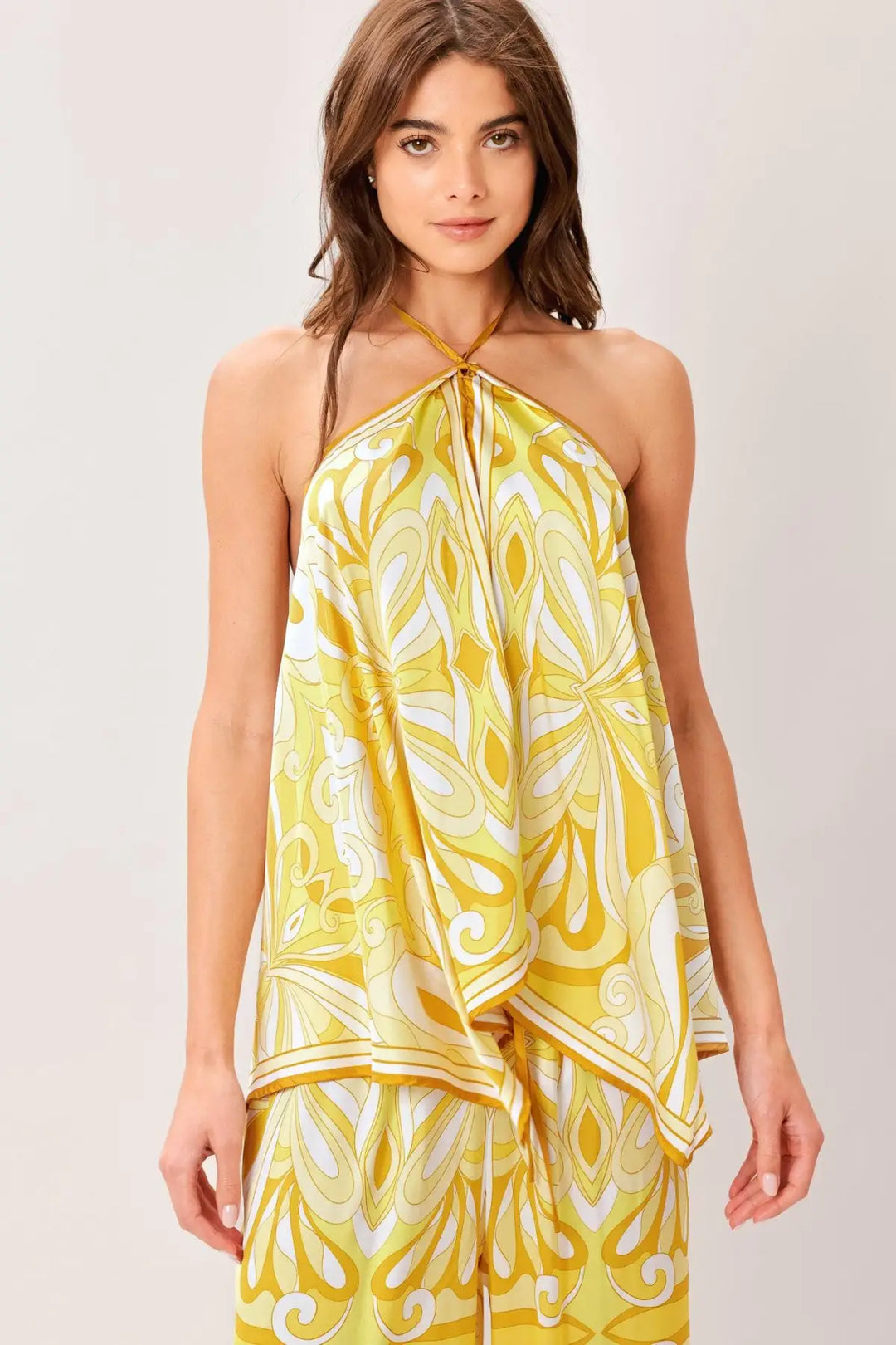 GOLDEN SWIRL WOVEN HANKY TOP - TOPS