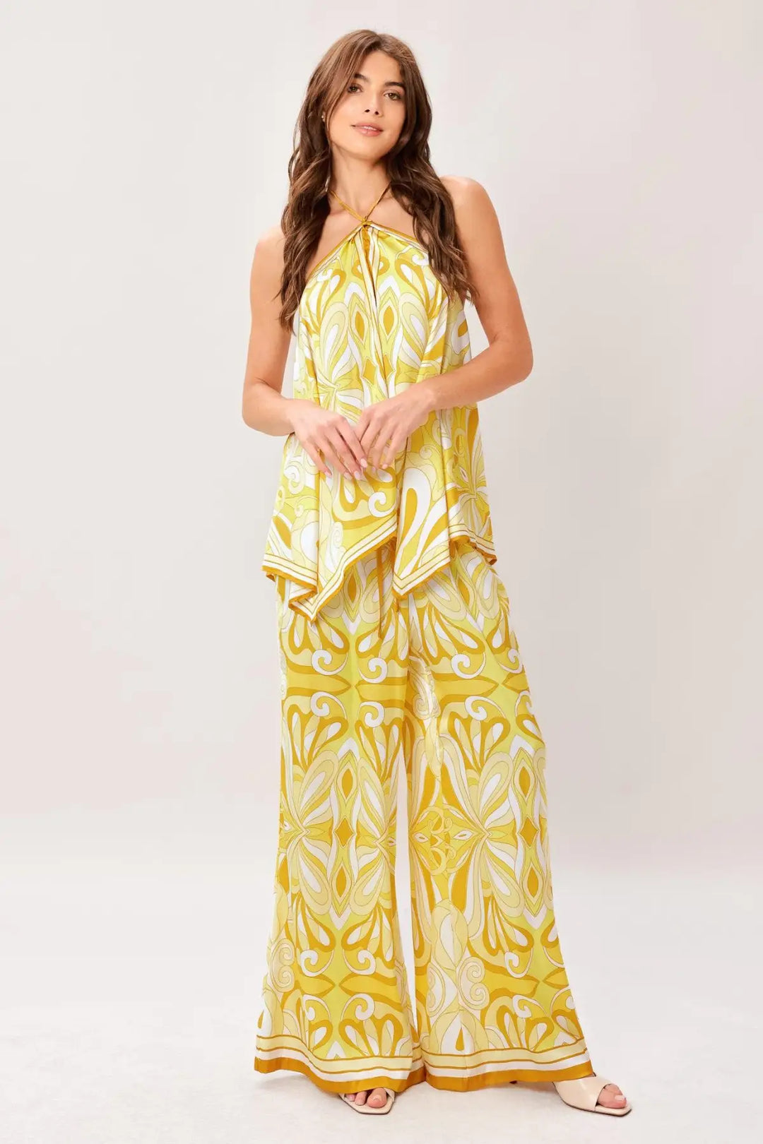 GOLDEN SWIRL WOVEN HANKY TOP - TOPS