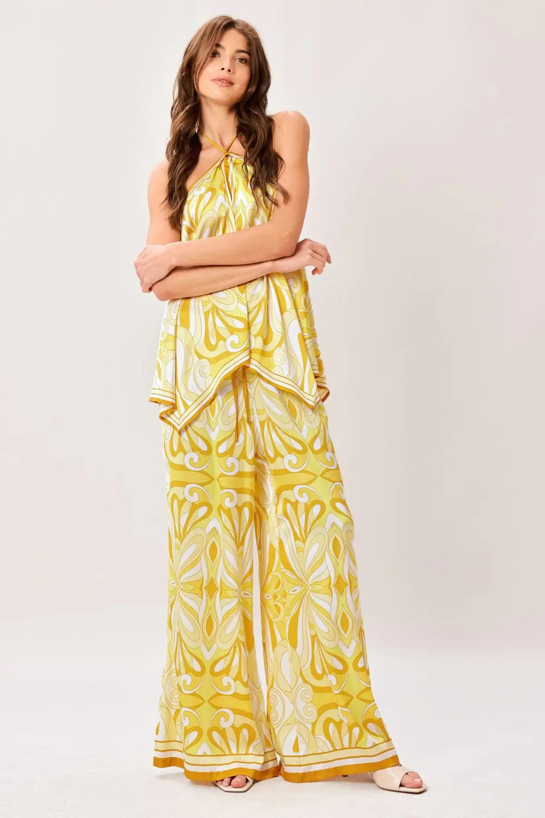 GOLDEN SWIRL WOVEN HANKY TOP - TOPS