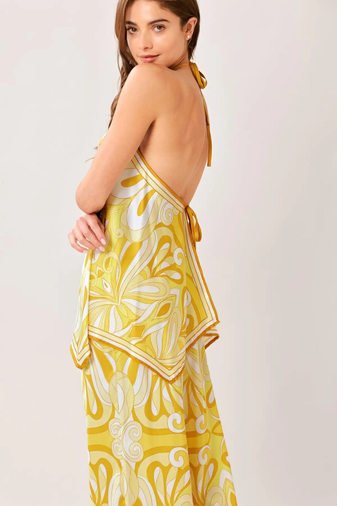 GOLDEN SWIRL WOVEN HANKY TOP - TOPS