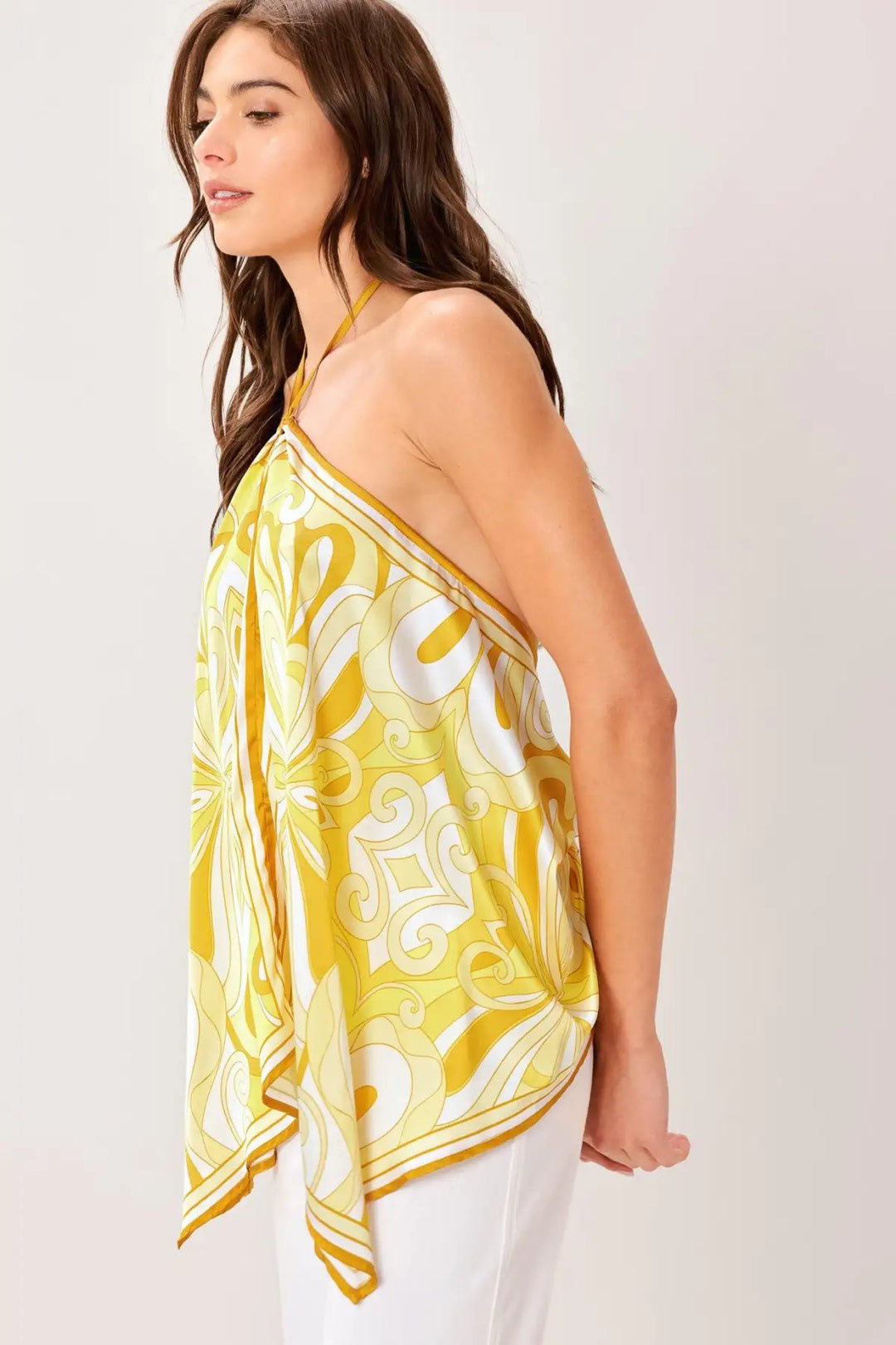 GOLDEN SWIRL WOVEN HANKY TOP - TOPS