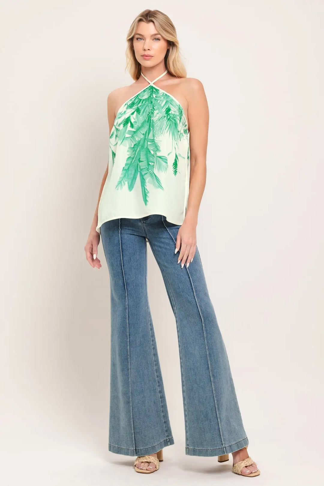 PALM SERENE WOVEN TOP - TOPS